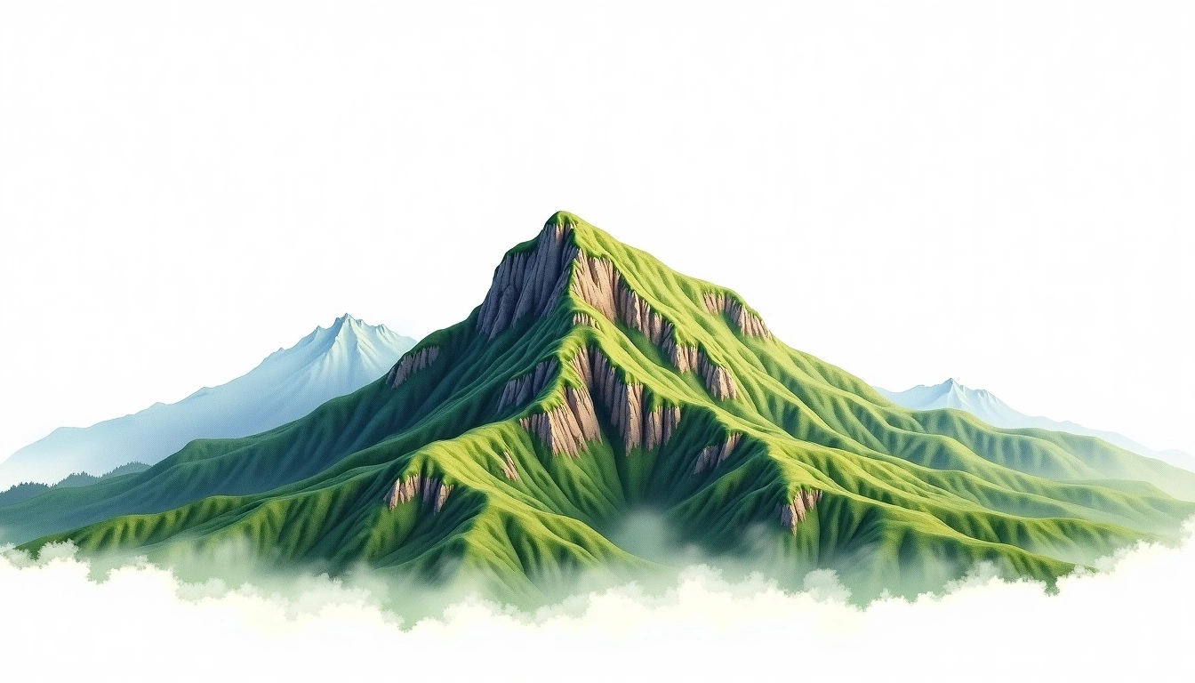 Phnom Aural — 1,813m — Cambodia — watercolor illustration