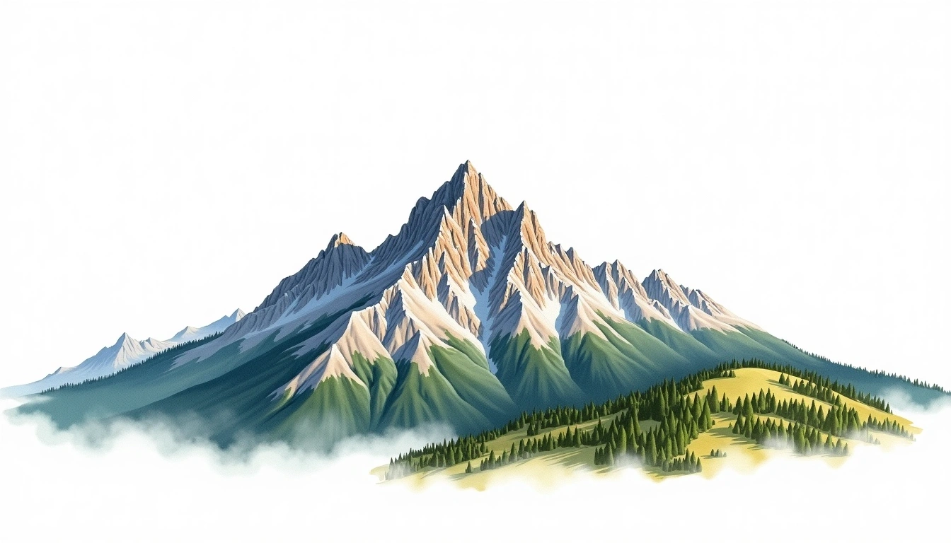 Pic de Comapedrosa — 2,943m — Andorra — watercolor illustration