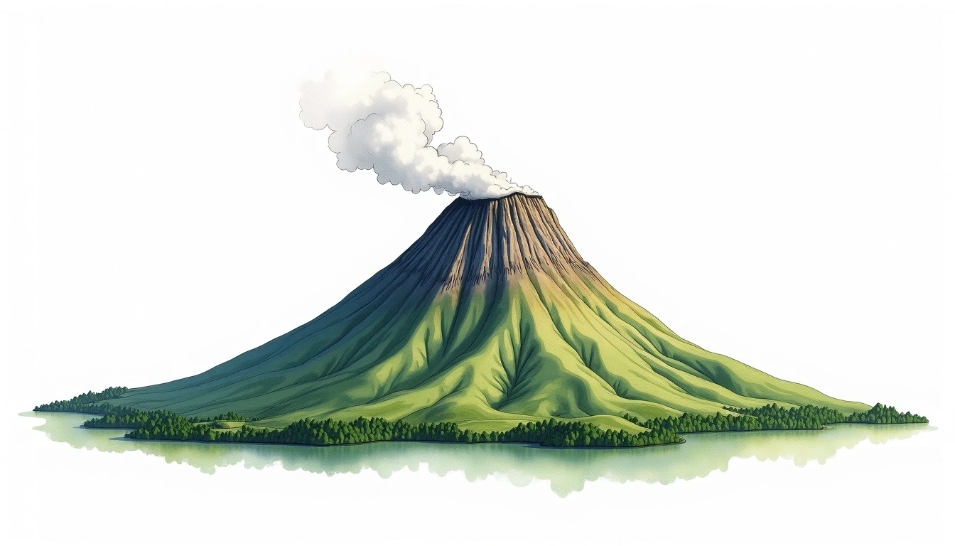 Pic de Fogo — 2,829m — Cape Verde — watercolor illustration