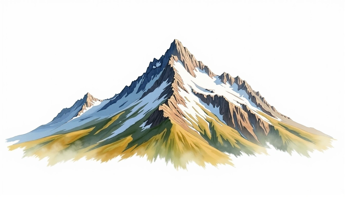 Pic de la Maladeta — 3,308m — Spain — watercolor illustration