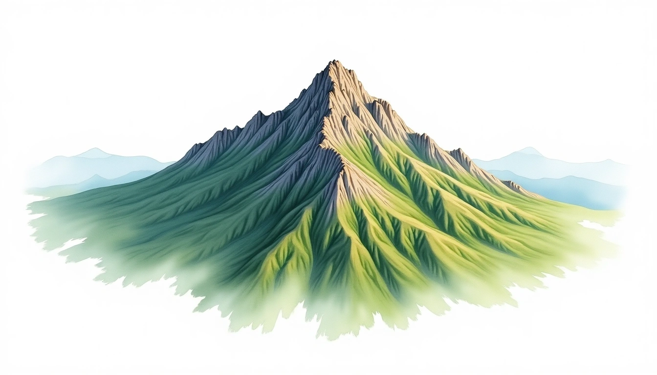 Pic des 4 Heures — 1,019m — Guinea — watercolor illustration