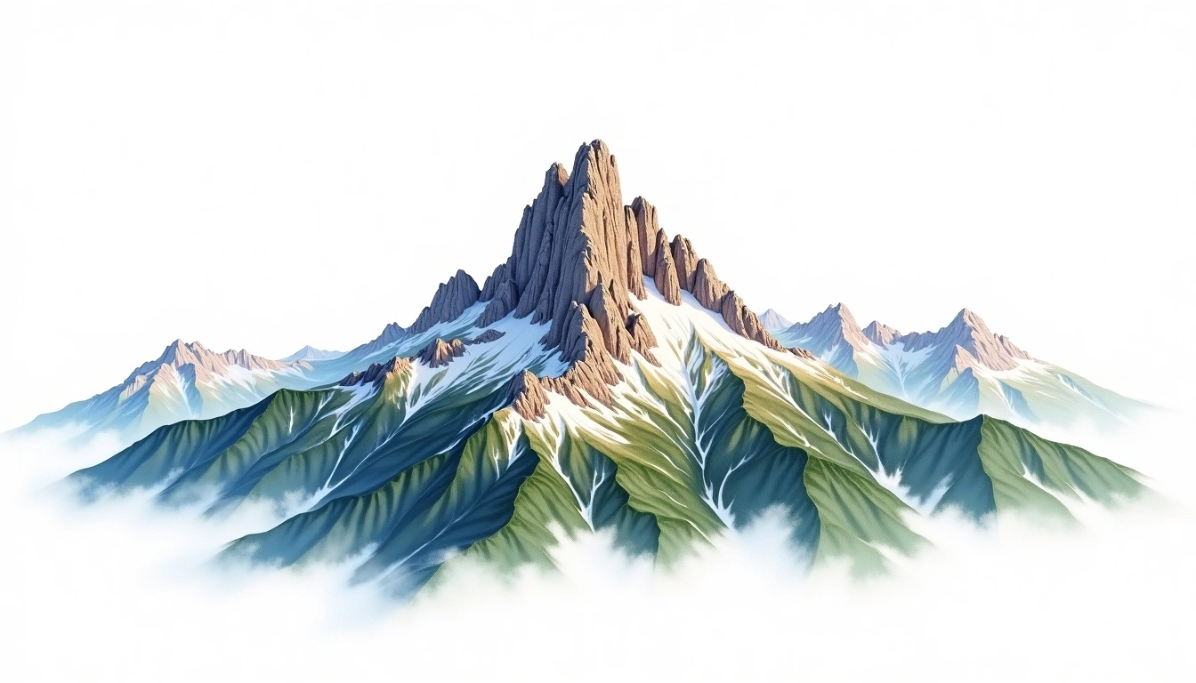 Pic du Midi d'Ossau — 2,884m — France — watercolor illustration