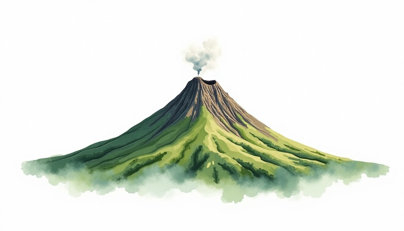 Pico Basile — 3,011m — Equatorial Guinea — watercolor illustration