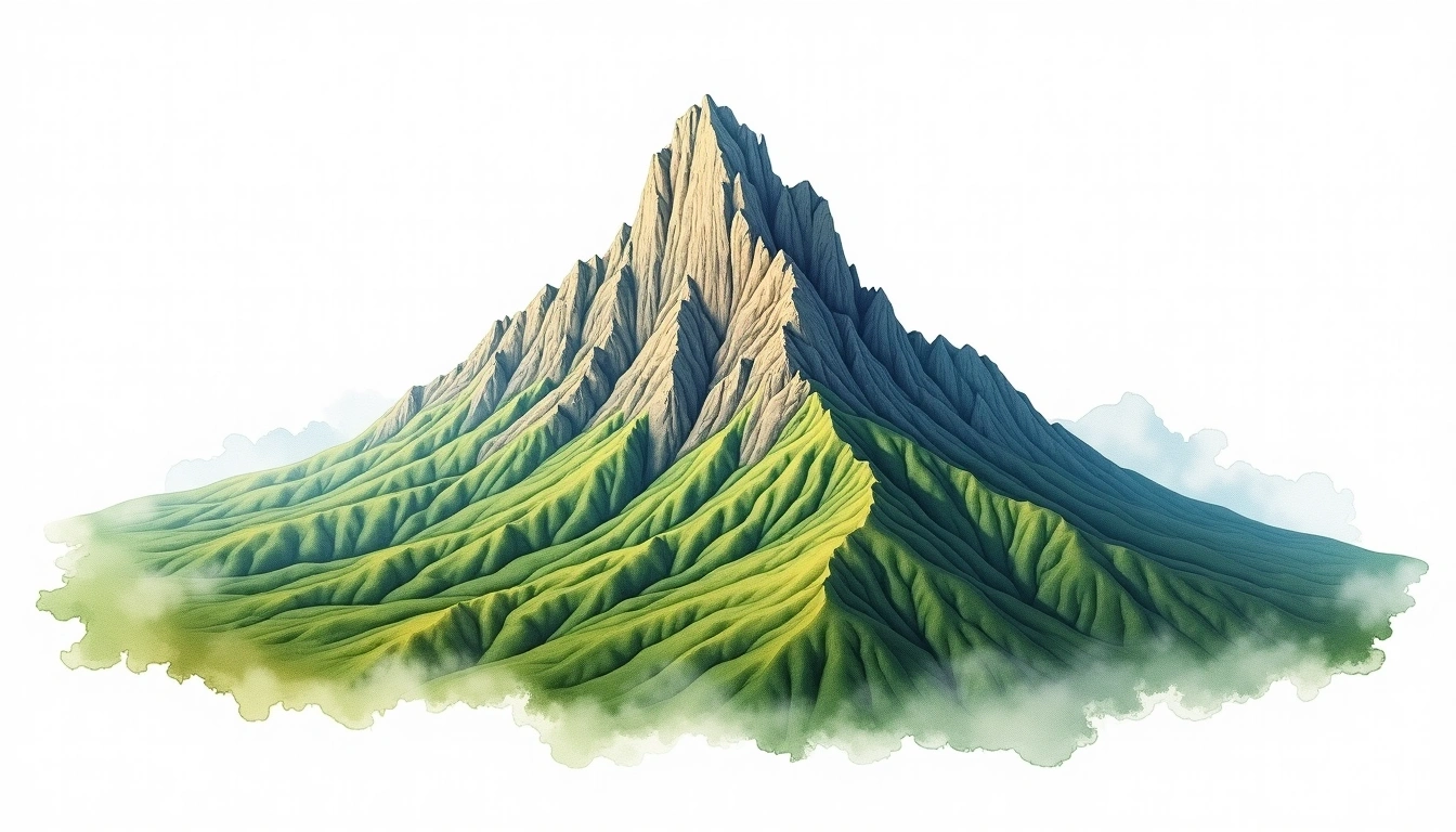 Pico da Neblina — 2,994m — Brazil — watercolor illustration
