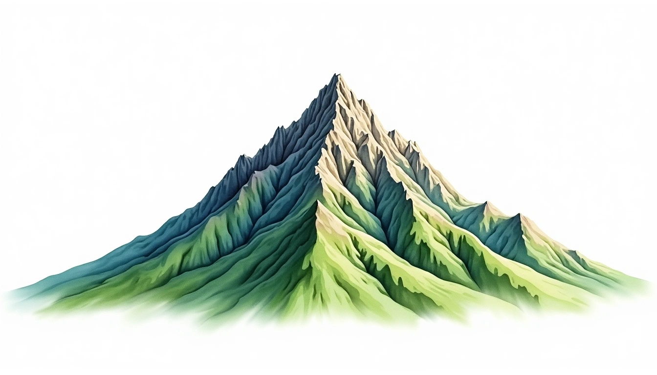 Pico Duarte — 3,098m — Dominican Republic — watercolor illustration