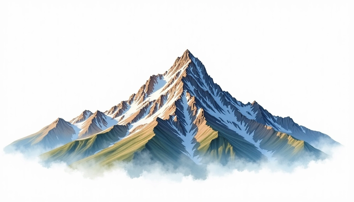 Pico La Concha — 4,922m — Venezuela — watercolor illustration