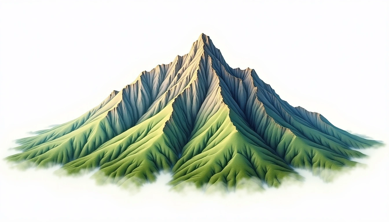 Pico Tres Quedas — 2,940m — Brazil — watercolor illustration