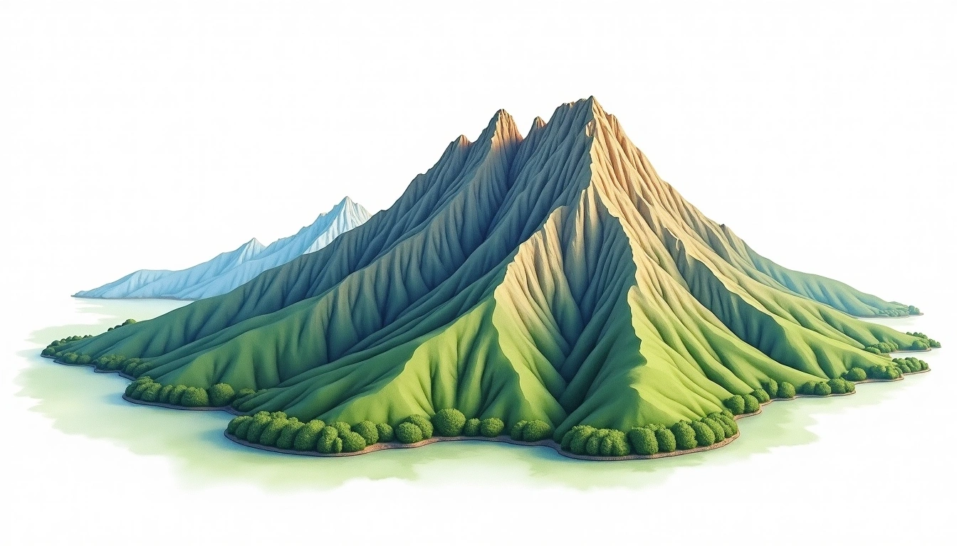 Pico Turquino — 1,974m — Cuba — watercolor illustration