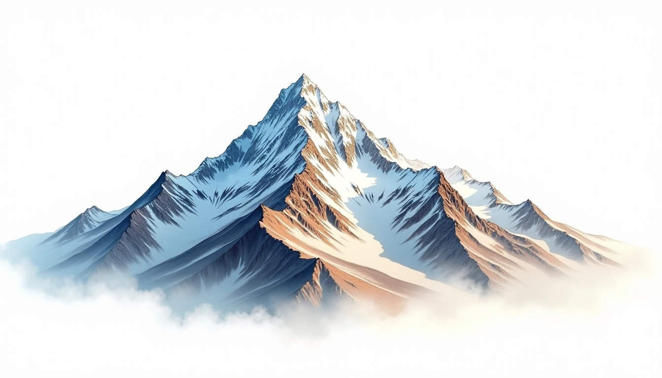 Pik Ak-Shirak — 5,126m — Kyrgyzstan — watercolor illustration