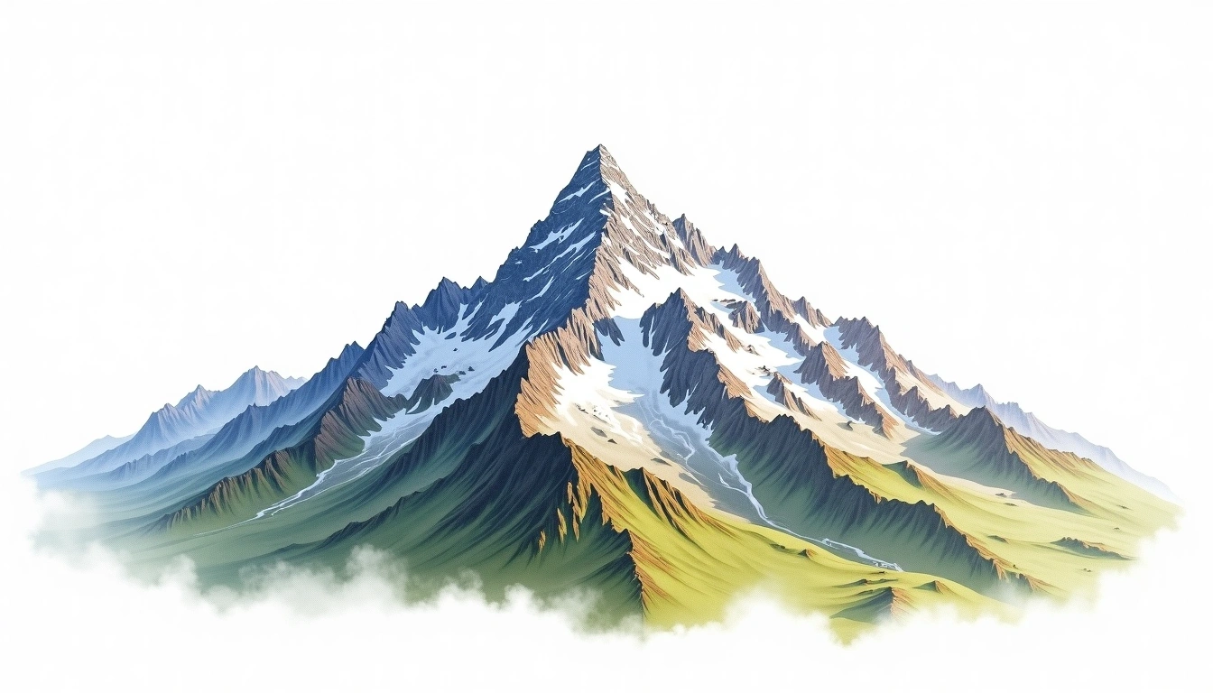 Pik Borodino — 4,628m — Kyrgyzstan — watercolor illustration