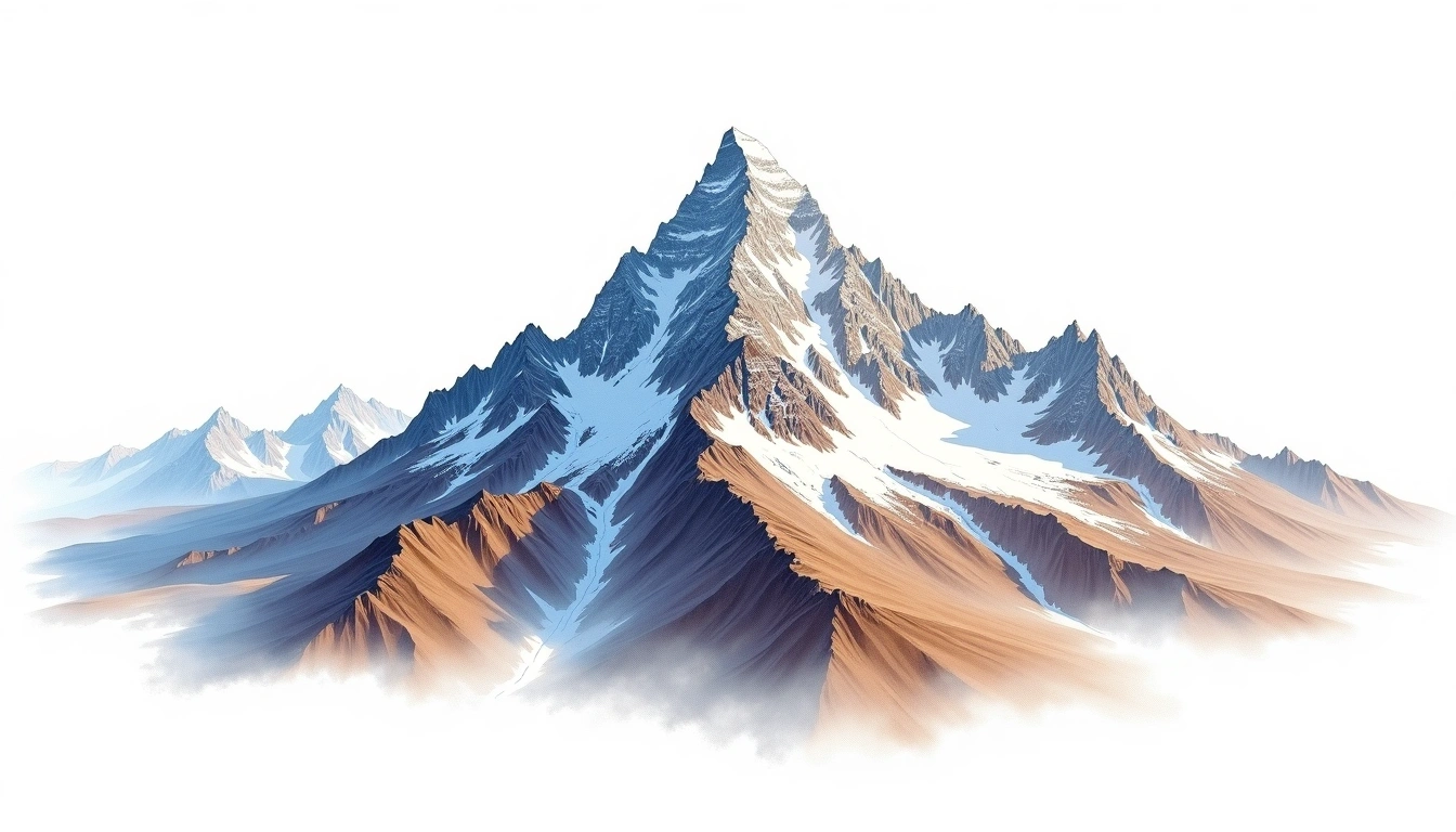 Pik Engels — 6,507m — Tajikistan — watercolor illustration