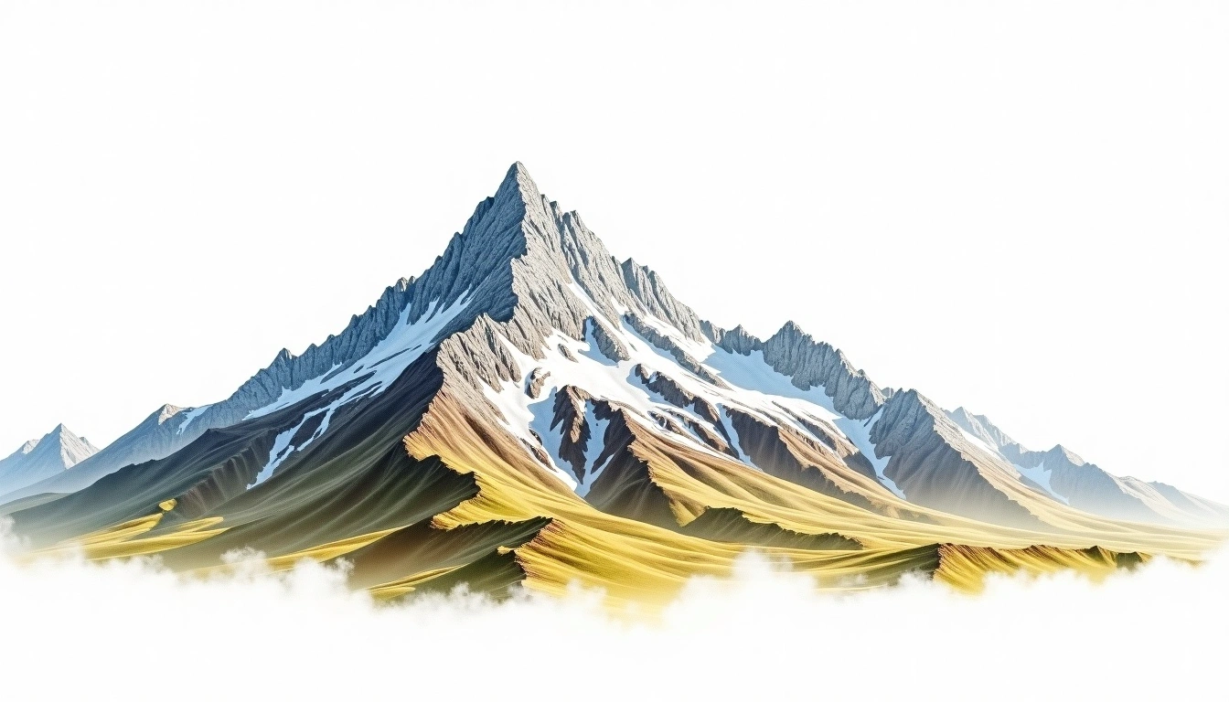 Pik Komsomola — 4,376m — Kazakhstan — watercolor illustration