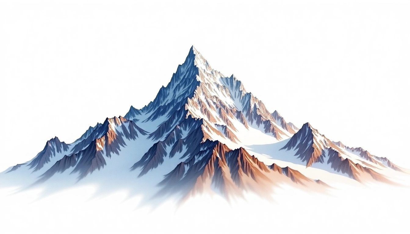 Pik Korjenevskiy East — 6,578m — Tajikistan — watercolor illustration
