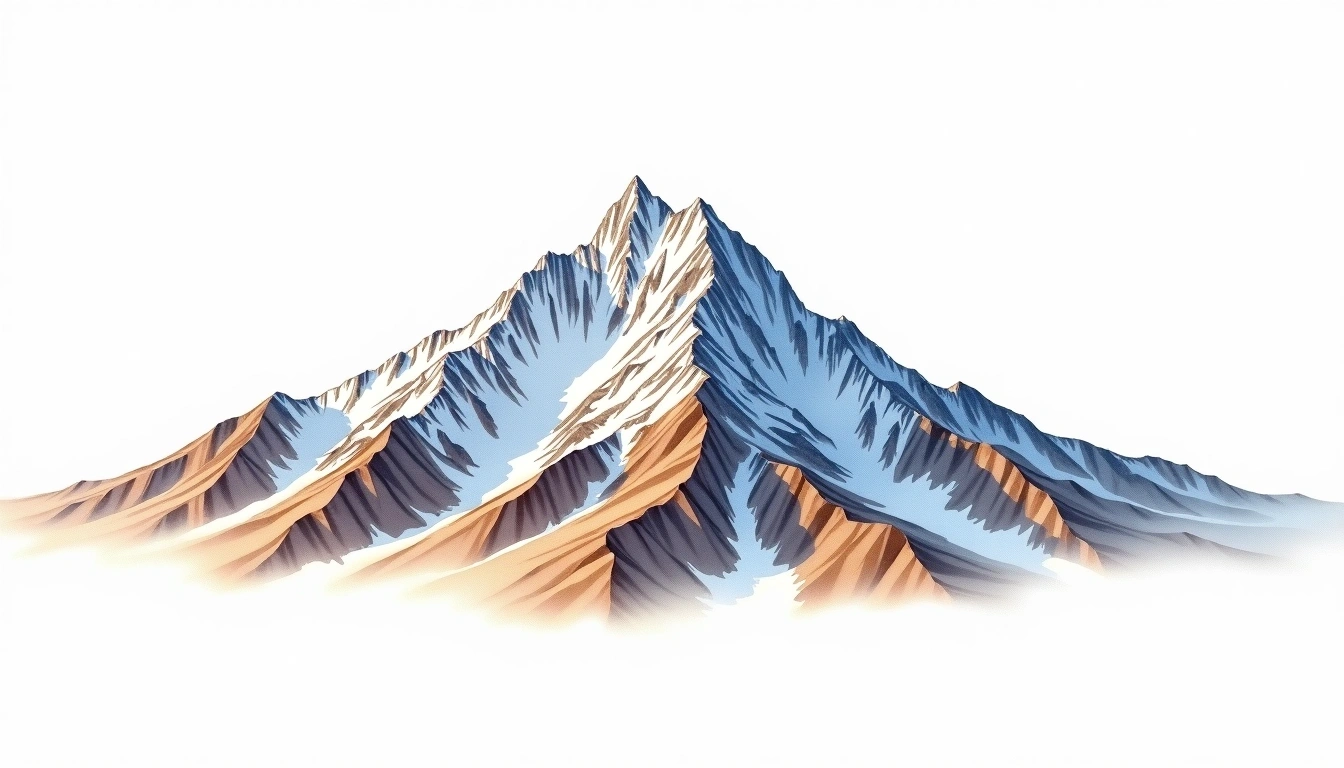 Pik Revolutsii — 6,974m — Tajikistan — watercolor illustration