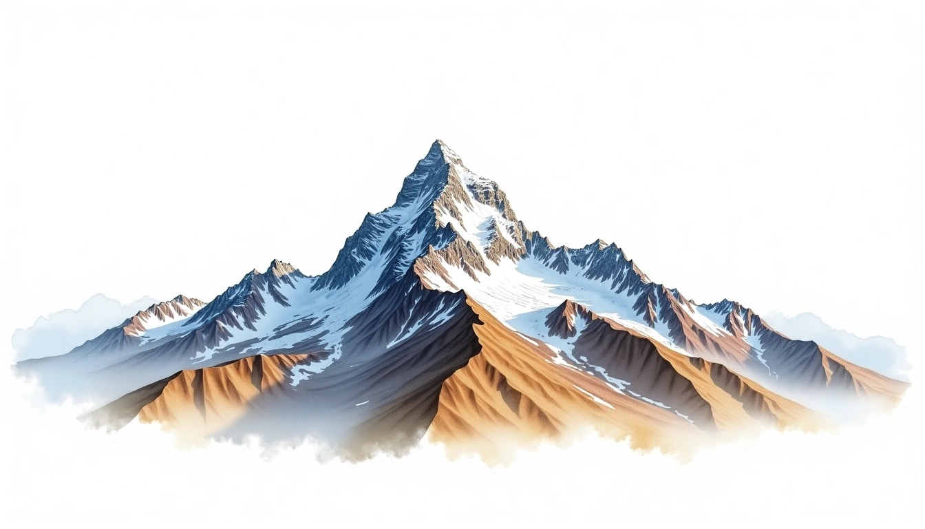 Pik Talgar — 4,973m — Kazakhstan — watercolor illustration