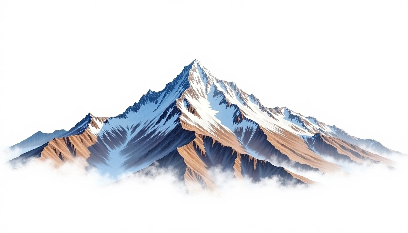 Pik Topografa — 3,044m — Russia — watercolor illustration