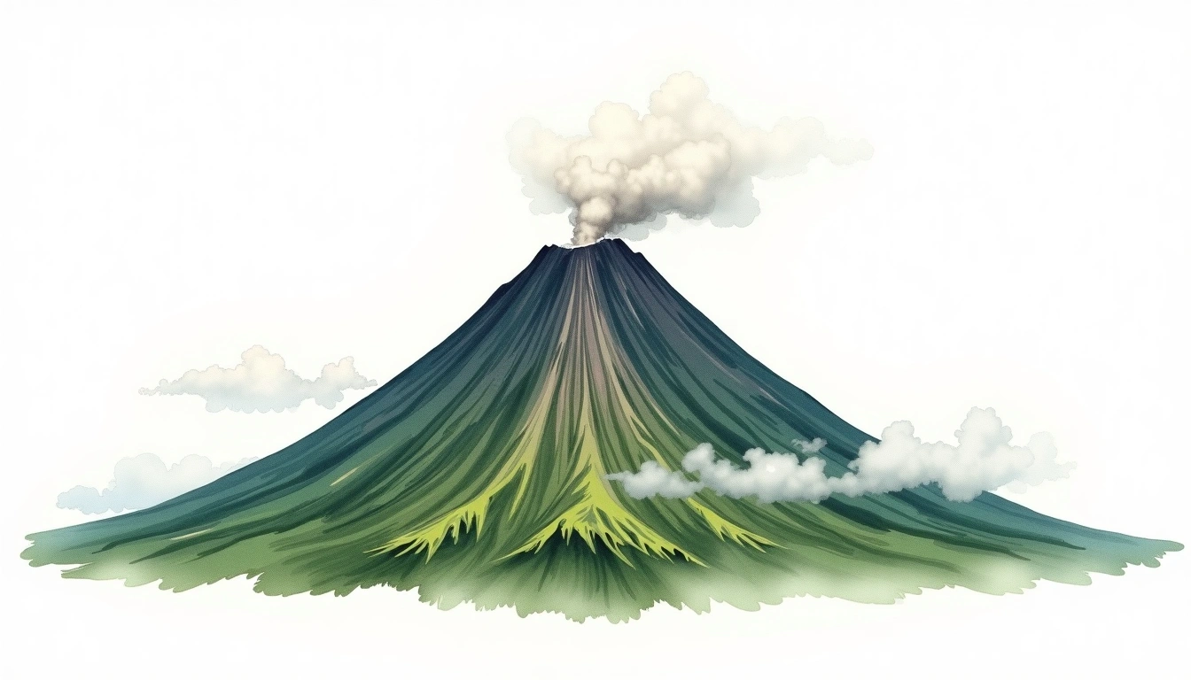 Pinatubo — 1,486m — Philippines — watercolor illustration