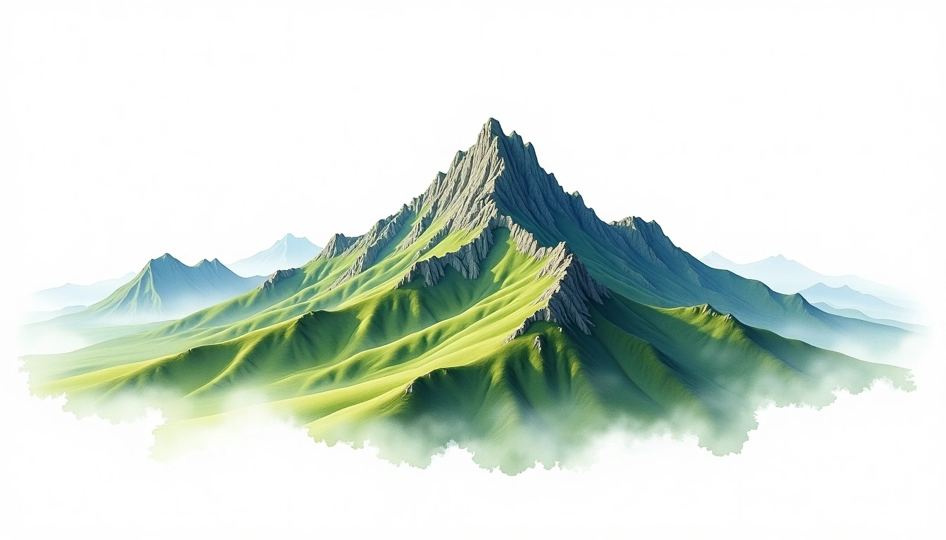 Pingfeng Shan — 3,250m — Taiwan — watercolor illustration