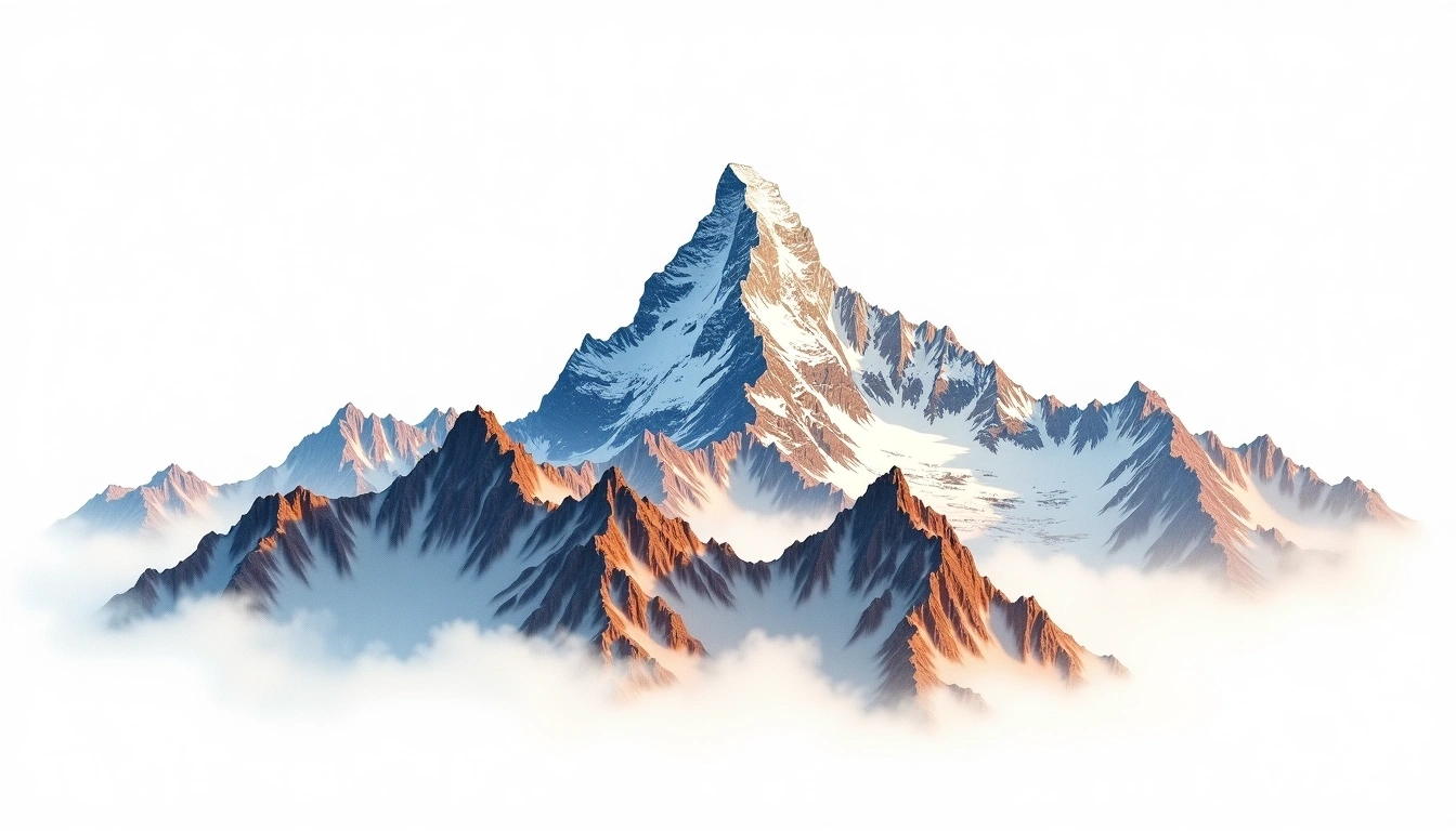 Pisang Peak — 6,091m — Nepal — watercolor illustration