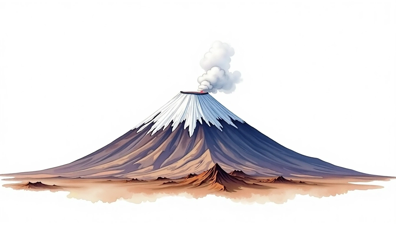 Popocatepetl — 5,426m — Mexico — watercolor illustration