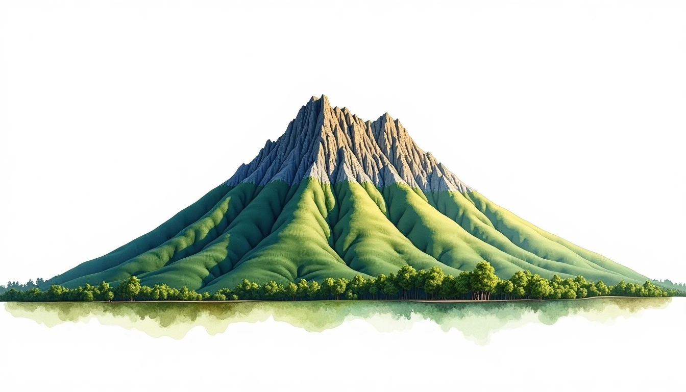 Popomanaseu — 2,332m — Solomon Islands — watercolor illustration