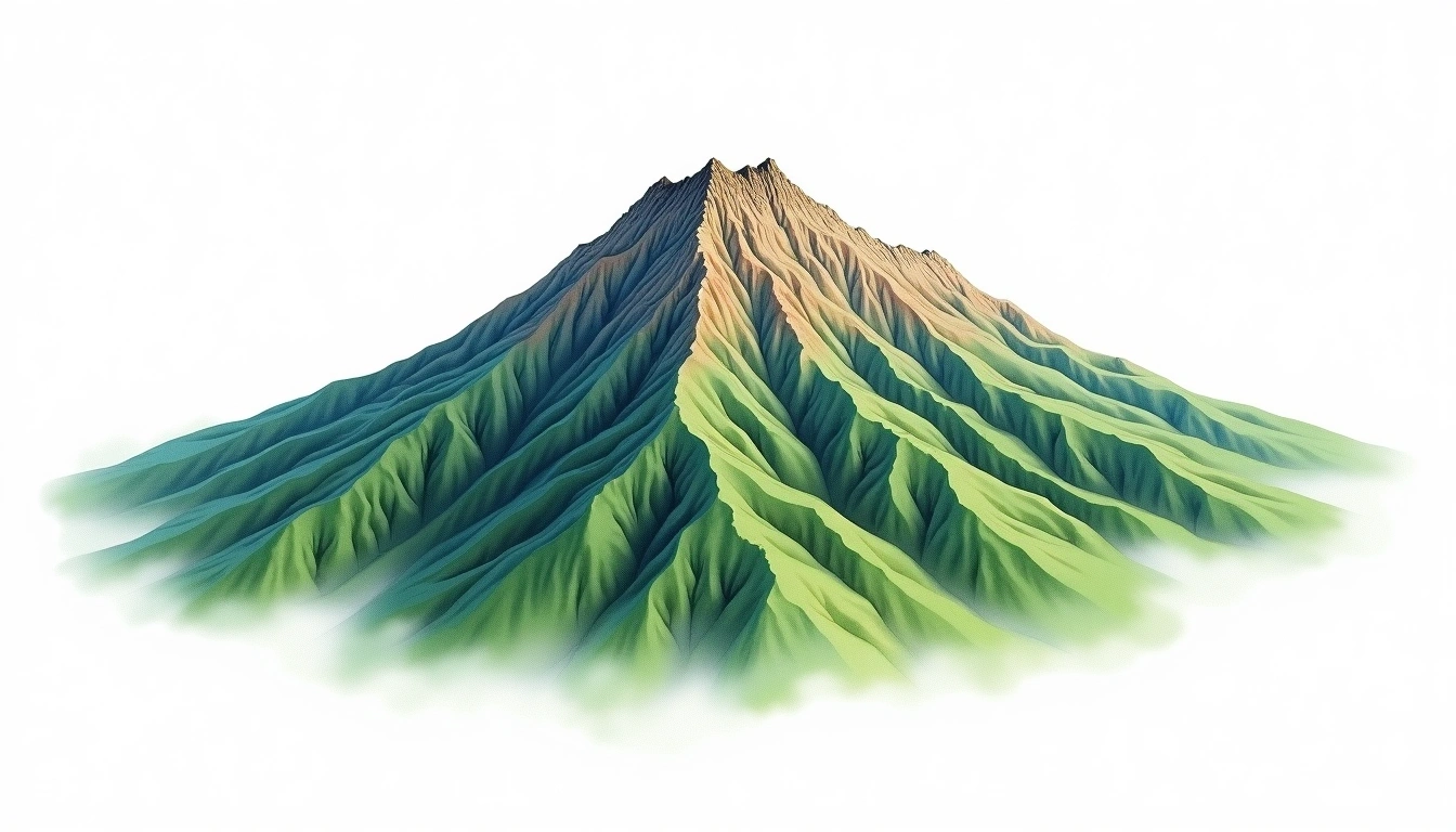 Poroshiri-dake — 2,052m — Japan — watercolor illustration