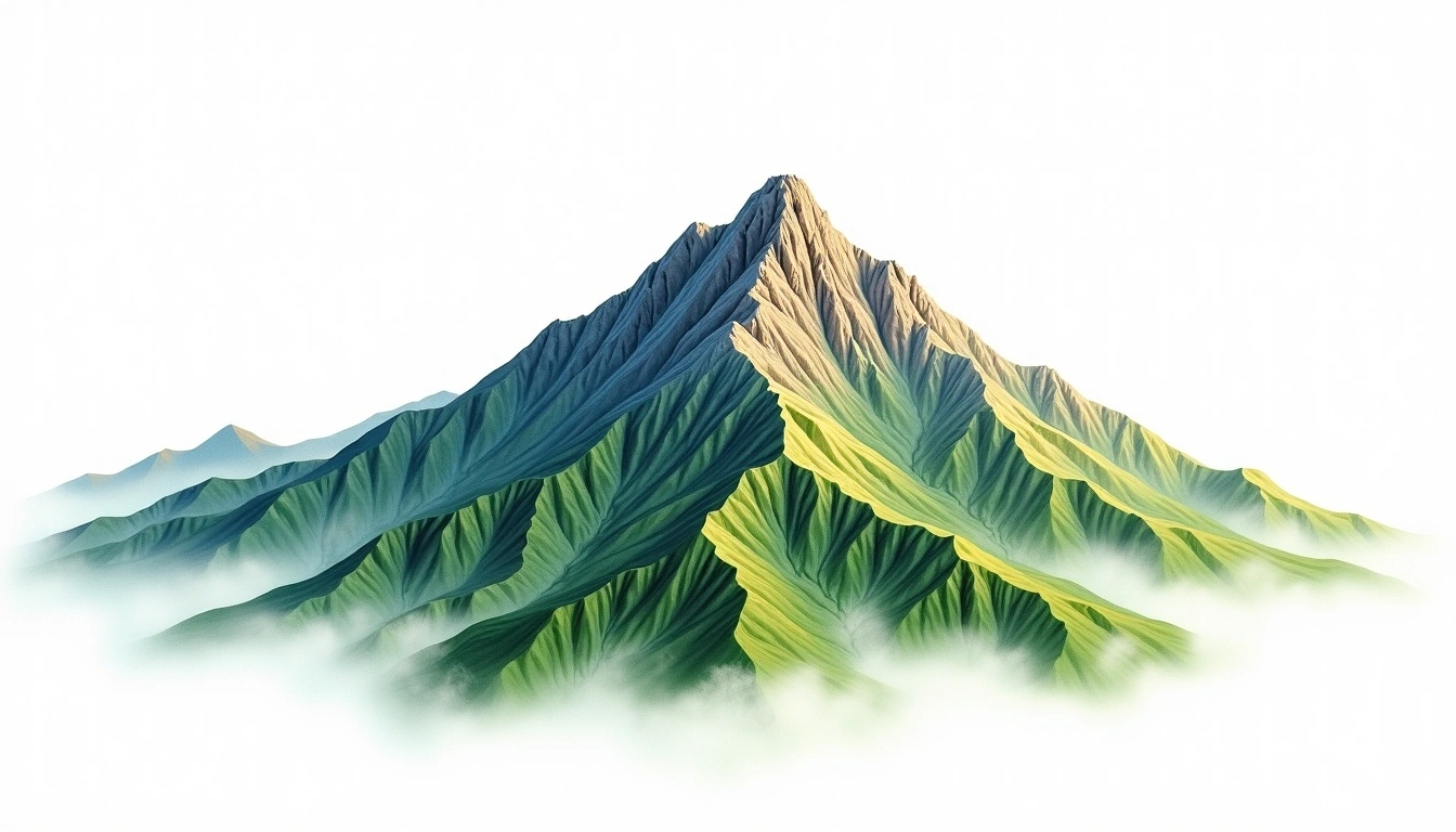 Pu Si Lung — 3,083m — Vietnam — watercolor illustration