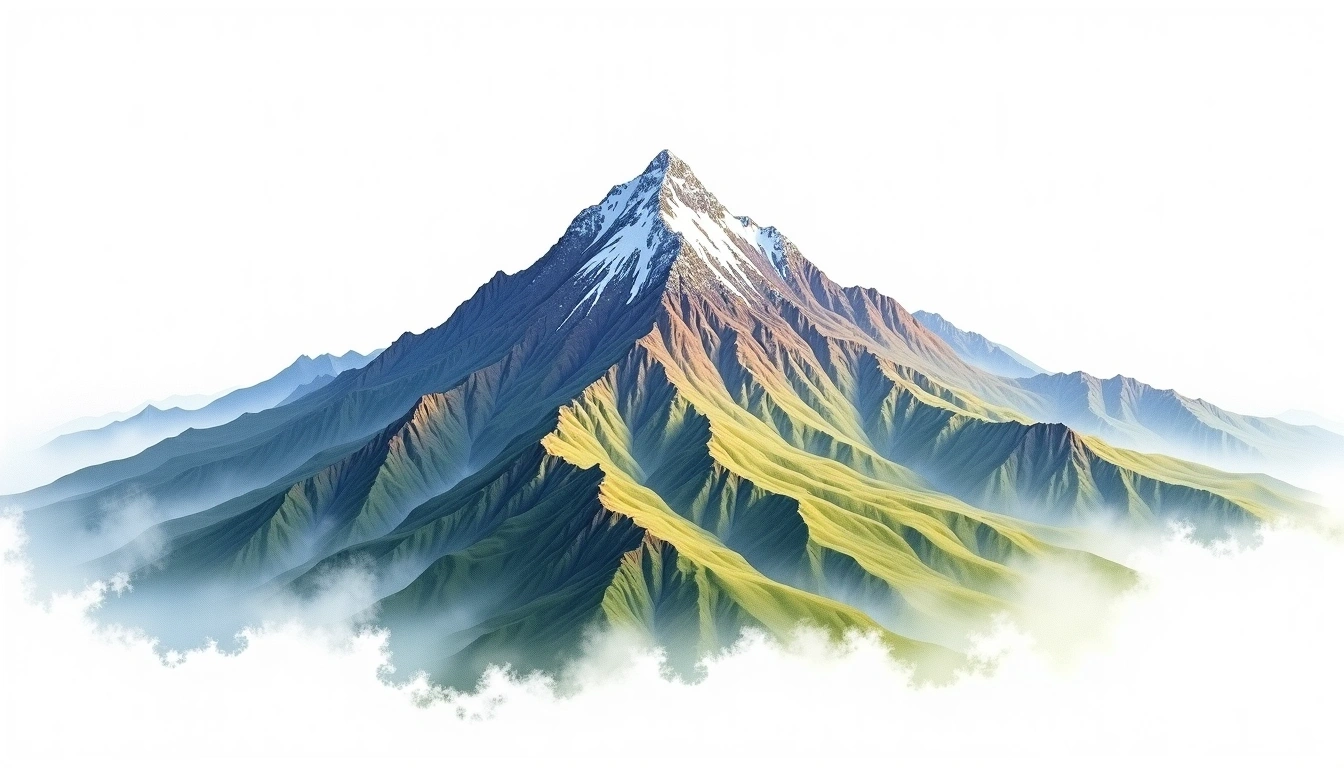 Puncak Jaya — 4,884m — Indonesia — watercolor illustration