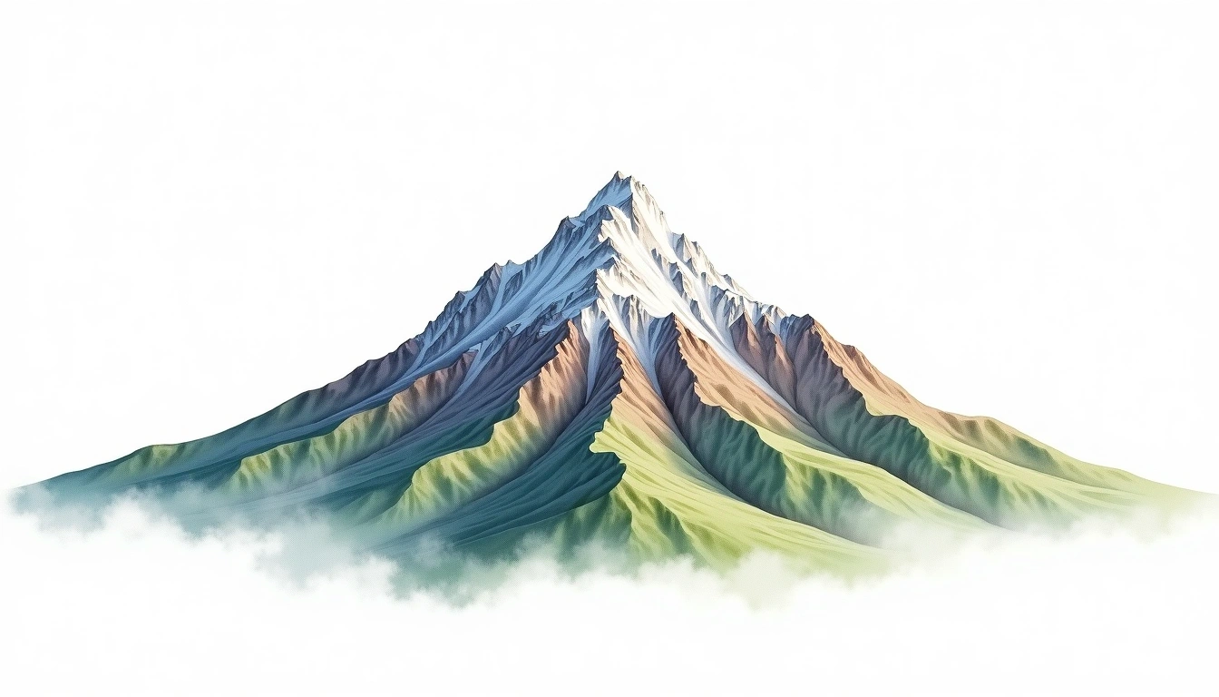 Puncak Mandala — 4,760m — Indonesia — watercolor illustration