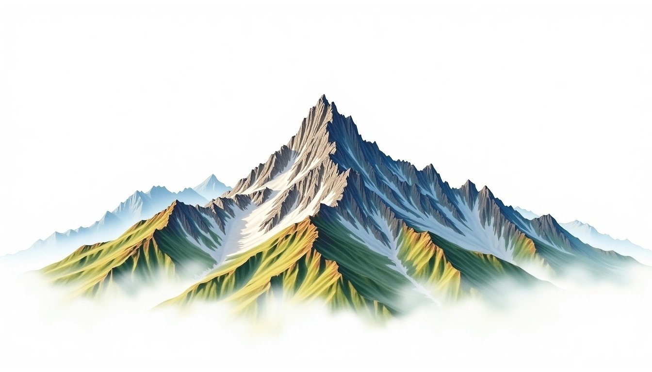 Puncak Yamin — 4,595m — Indonesia — watercolor illustration