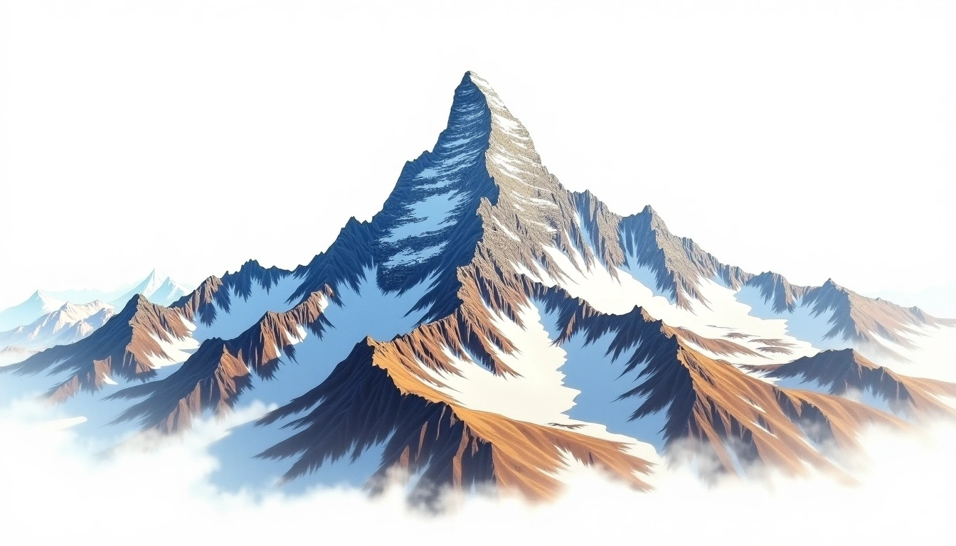 Pushkin Peak — 5,033m — Georgia — watercolor illustration