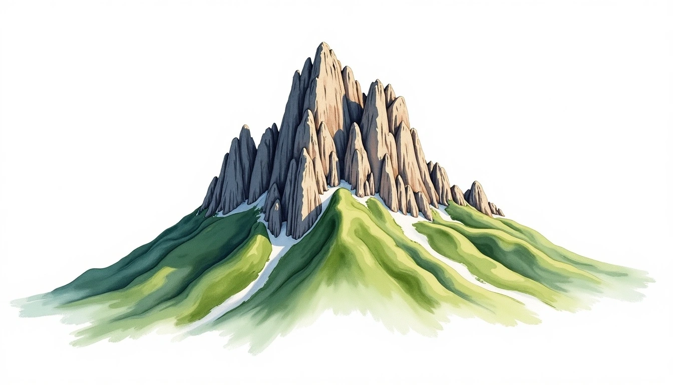 Puy de Dome — 1,465m — France — watercolor illustration