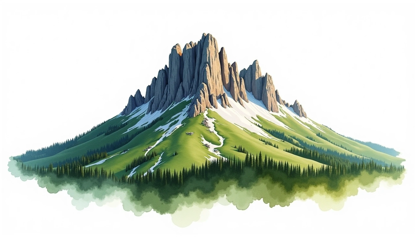 Puy de Sancy — 1,886m — France — watercolor illustration