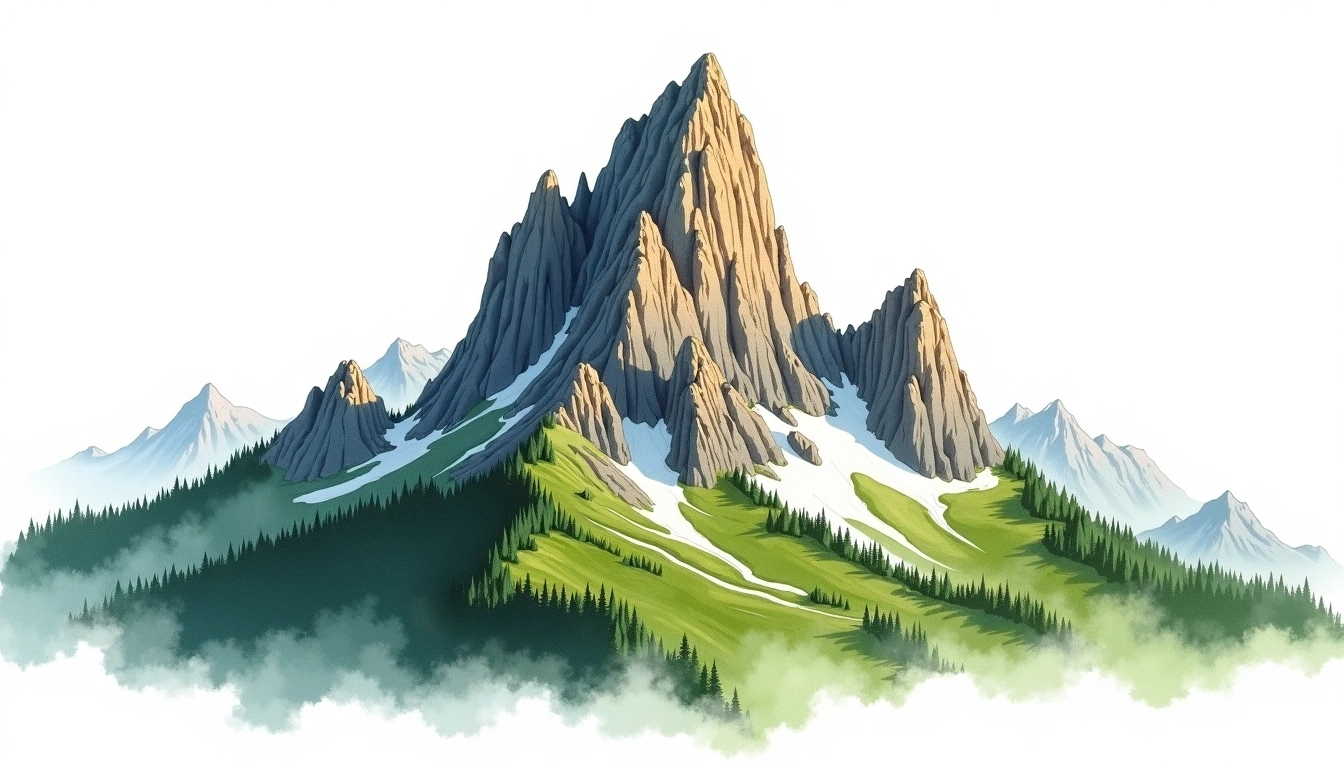 Puy Mary — 1,787m — France — watercolor illustration