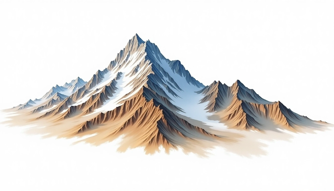 Reo Purgyil — 6,816m — India — watercolor illustration