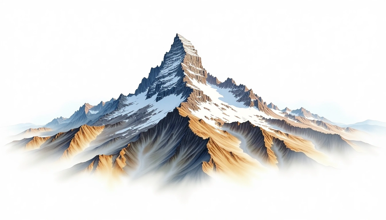 Rimpfischhorn — 4,199m — Switzerland — watercolor illustration
