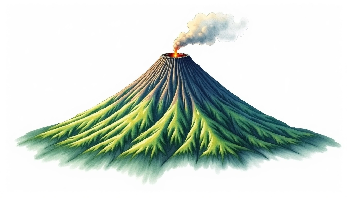 Rishiri-dake — 1,721m — Japan — watercolor illustration