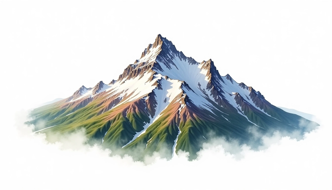 Romsdalshorn — 1,550m — Norway — watercolor illustration