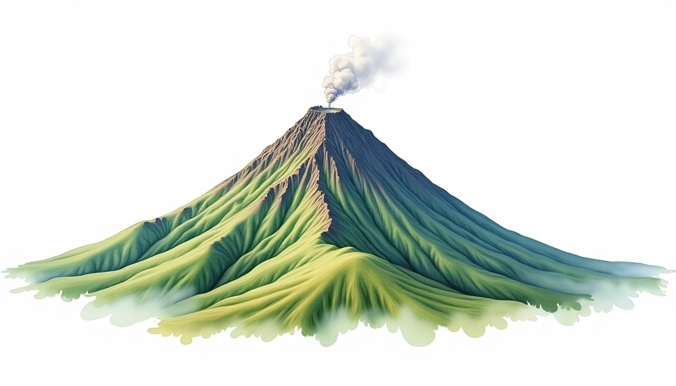 Sabinyo Volcano — 3,634m — DR Congo — watercolor illustration