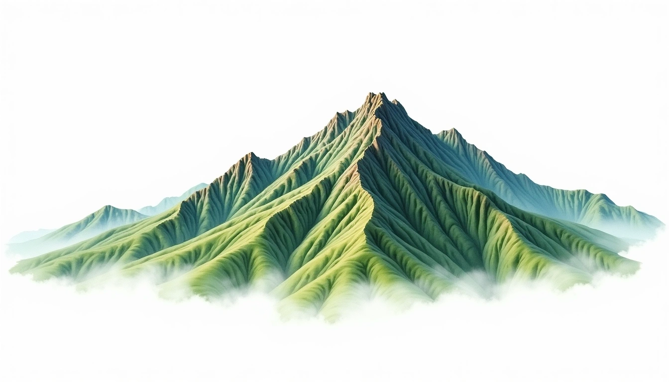 Sambongsan — 1,254m — South Korea — watercolor illustration