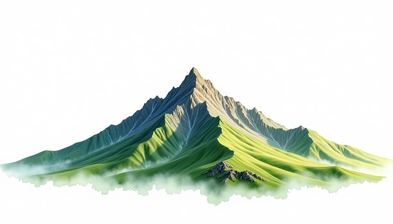 Sancha Shan — 3,496m — Taiwan — watercolor illustration