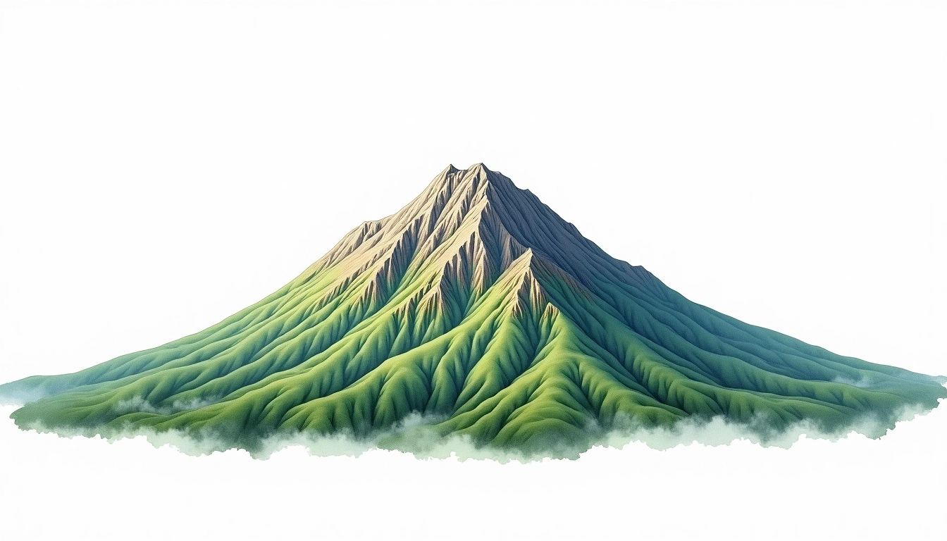 Shibutsu-san — 2,228m — Japan — watercolor illustration