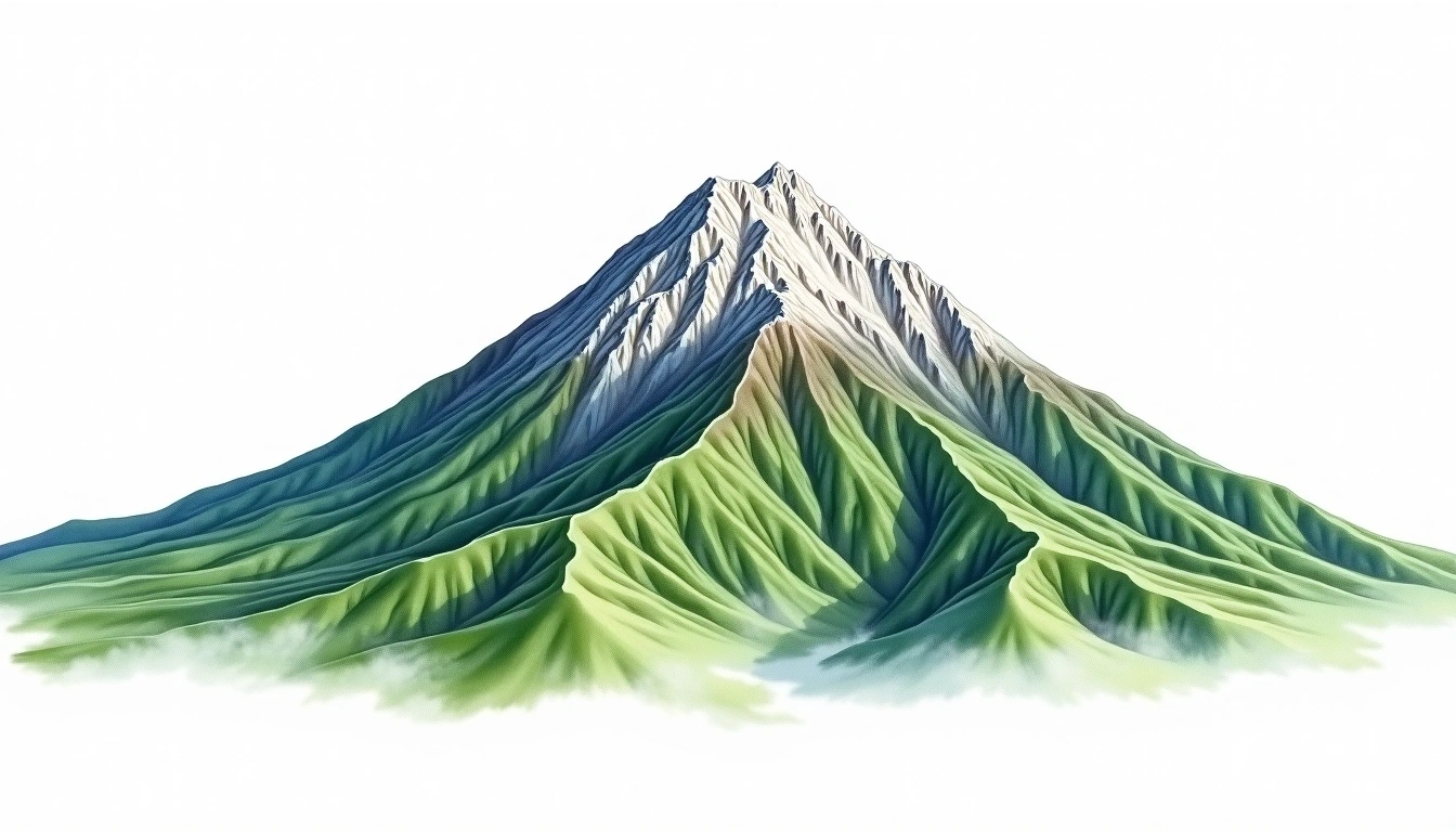 Shiomi-dake — 3,052m — Japan — watercolor illustration