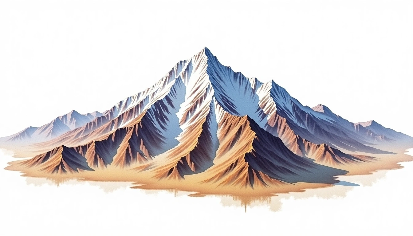 Shir Kuh — 4,074m — Iran — watercolor illustration