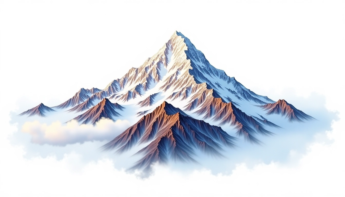 Shishapangma — 8,027m — China — watercolor illustration