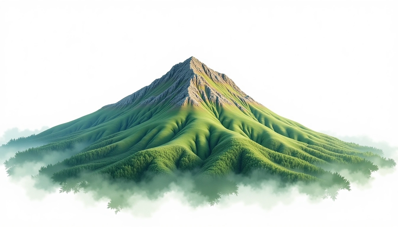 Sobo-san — 1,756m — Japan — watercolor illustration