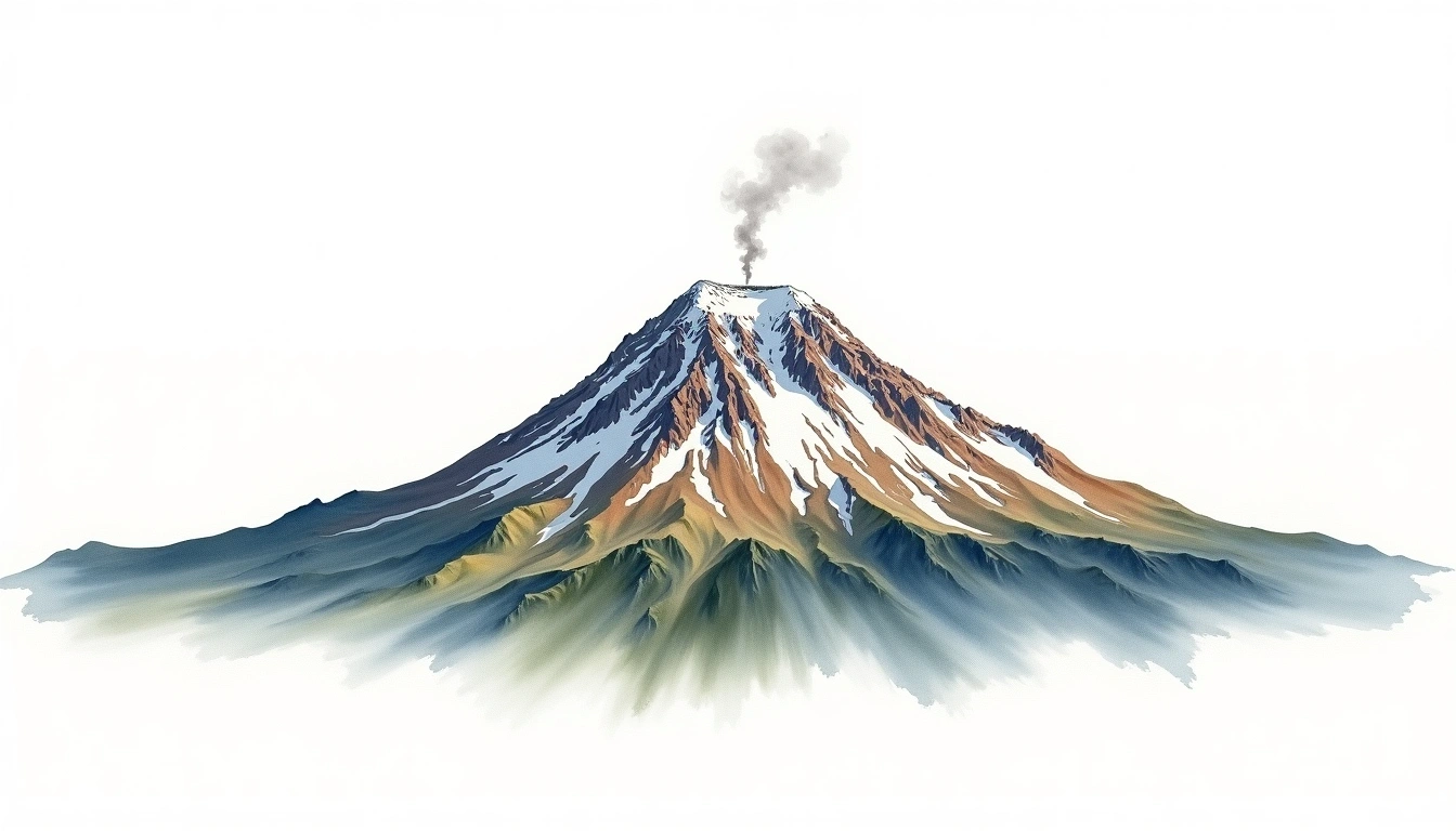 South Sister — 3,157m — United States — watercolor illustration
