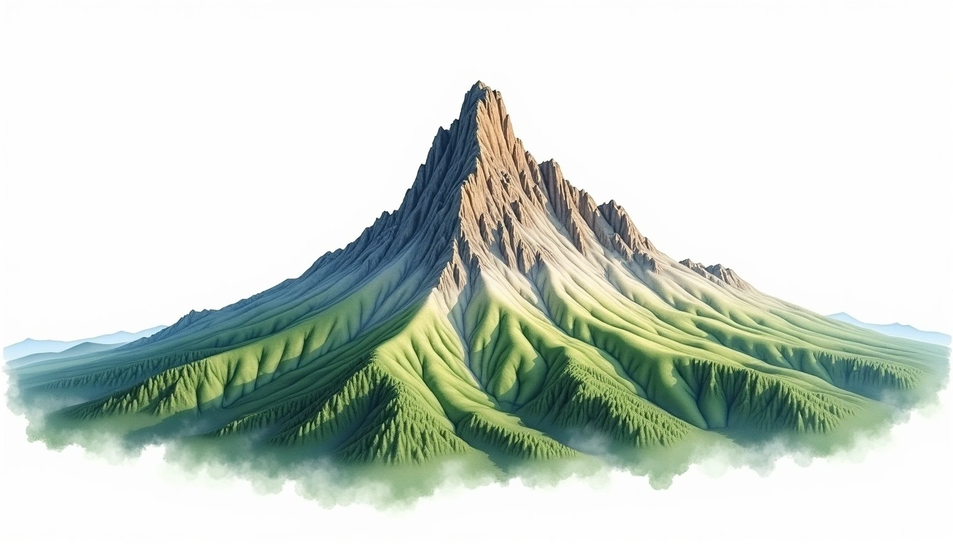 Spike Peak — 2,615m — New Zealand — watercolor illustration