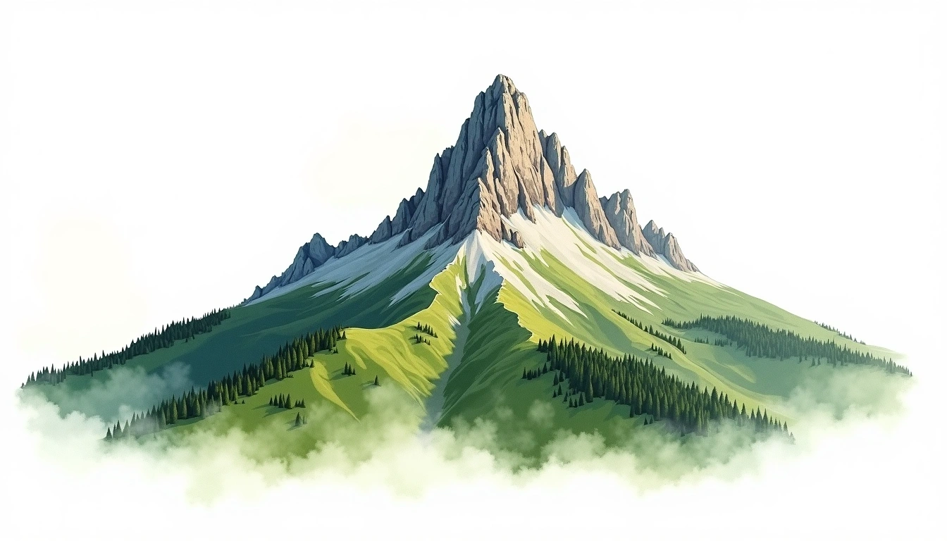 Stanserhorn — 1,898m — Switzerland — watercolor illustration