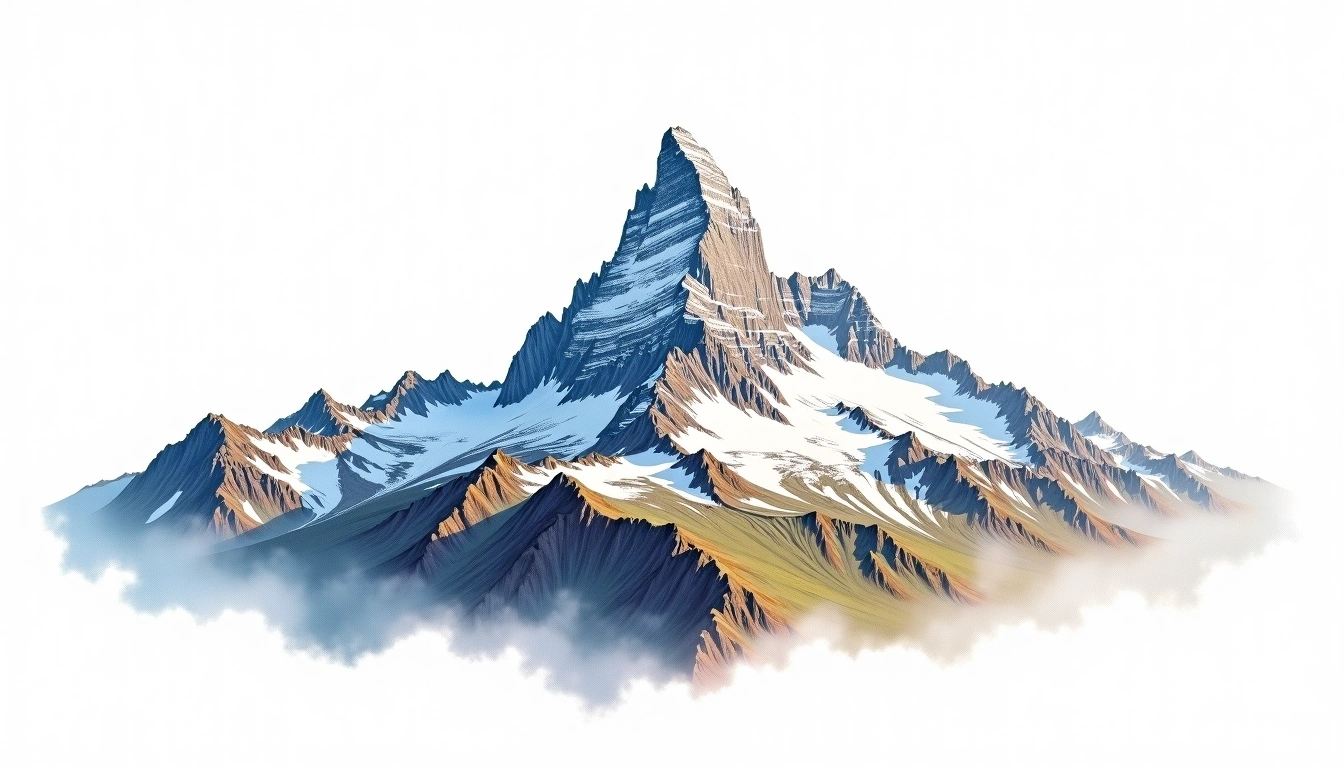 Stecknadelhorn — 4,241m — Switzerland — watercolor illustration
